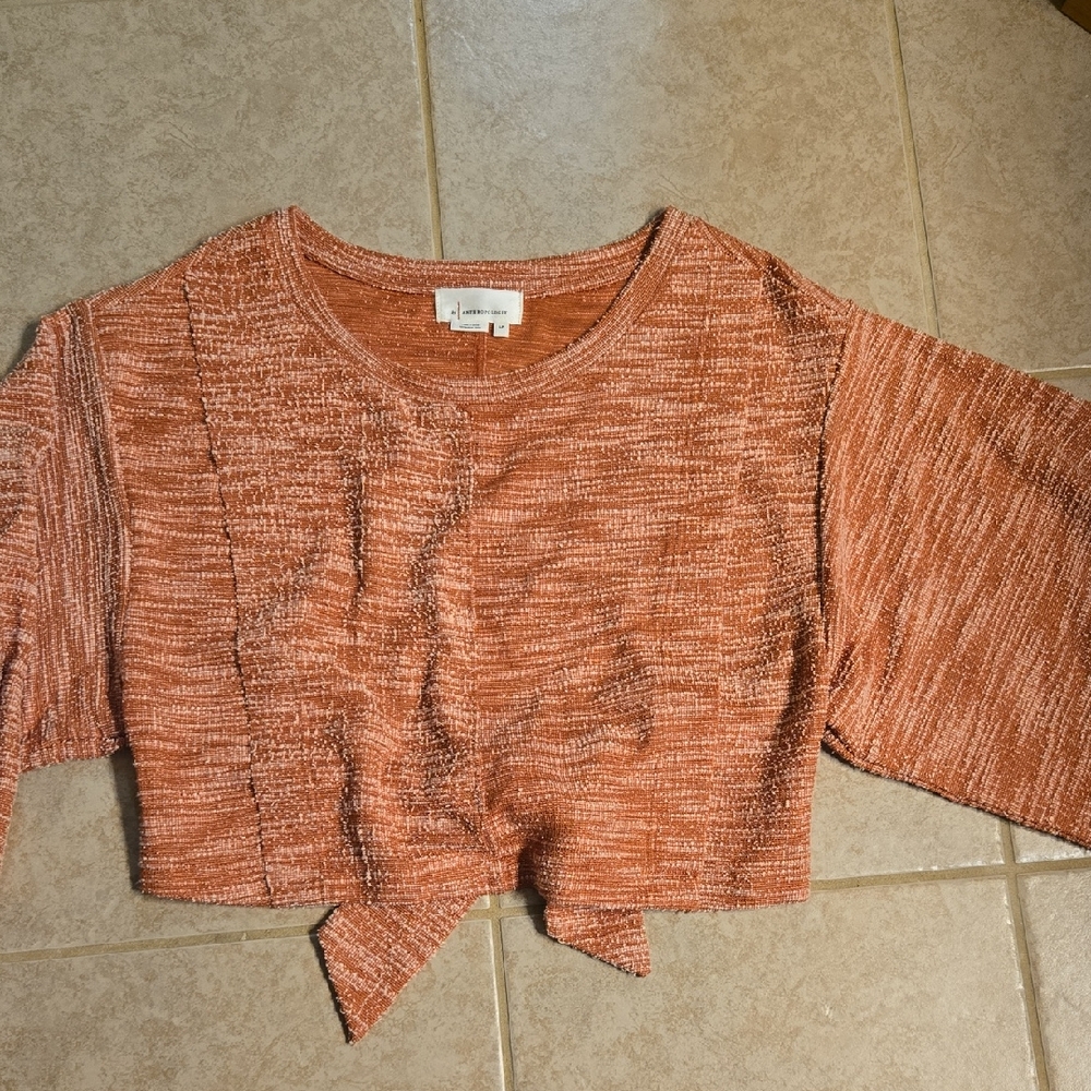 Orange Textured Knit Top